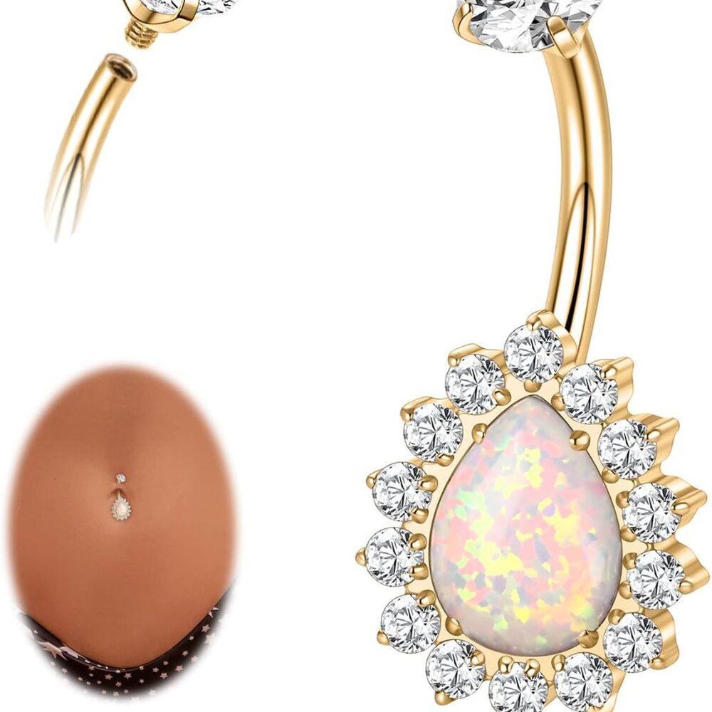 Belly Button Ring Titanium Gold 14g Teardrop Nave… - image 1